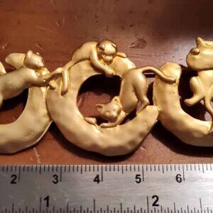 Vintage JJ Jonette 4 Playing Cats Brooch Pin